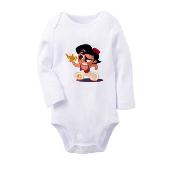 Onesie Disney Aladdin Jasmine baby girl long sleeve 100% cotton white new - Picture 1 of 12